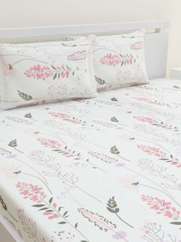 Home Affairs - Double Bedsheet with 2 Pillow Covers - Cream (Queen)