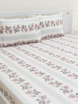 Home Affairs - Cotton Double Bedsheet with 2 Pillow Covers - Cream (King)