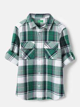 United Colors of Benetton - Regular Fit Spread Collar Checkered Waffle Bright Shirt