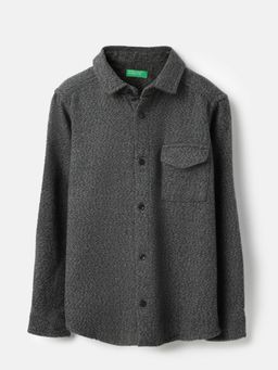 United Colors of Benetton - Regular Fit Spread Collar Soft Textured Brushed Shirt