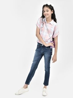 CRIMSOUNE CLUB - Girls Blue Slim Fit Jeans