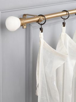 The Decor Mart - 84"-144" Marble Ball Finial Extendable Curtain Rod Gold 19Mm (Hardware Included)