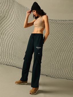 Hubberholme - Women Regular Printed Straight Fit Polyster Mid- Rise Trousers