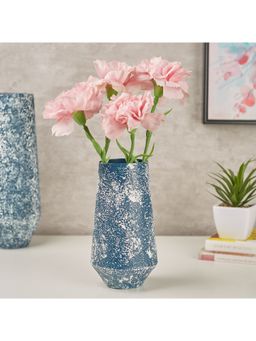 HomeTown - Pep Pop Handcrafted Te x tured Metal Vase 21 Cm In Indigo Colour