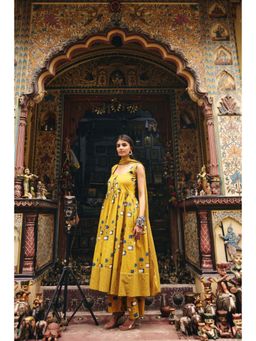 Gulabo Jaipur - Bhumi Yellow Anarkali with Pant and Dupatta