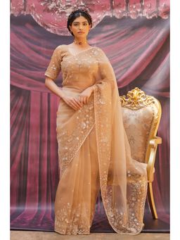 Geroo Luxe - Gold Pure Tissue Saree with Unstitched Blouse