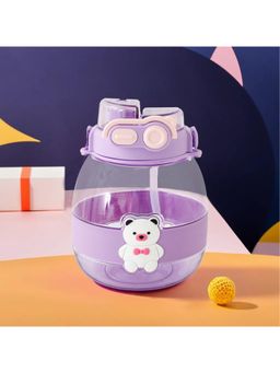 Kuber Industries - Kids Water Bottle with Straw Cute Teddy Bear Sipper For Kids Boys Girls Purple