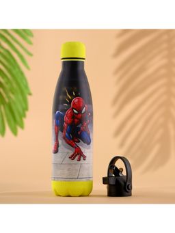 Kuber Industries - 500ml Water Bottle with 2 Lids Marvel Spiderman Bottle for Travel-Gym Red