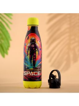 Kuber Industries - 500ml Water Bottle with 2 Lids Journey To Space for Travel & Sports Multicolor