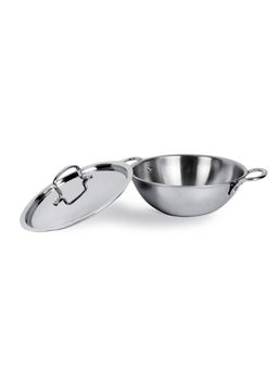 Kuber Industries - Triply Stainless Steel Kadai with Lid- 1.6L