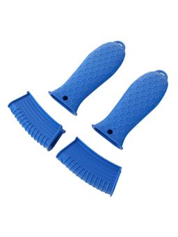 Kuber Industries - 4 pcs Silicone Hot 2 Assists and 2 Sleeves Set (Blue)