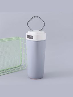 Kuber Industries - Anti Fall Tumbler with Lid and Handle Doubled Walled 304 Stainless Steel (Grey)