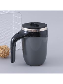 Kuber Industries - Insulated Coffee Mug with Suction Bottom Coffee Mug with Lid and Handle 500ml Black