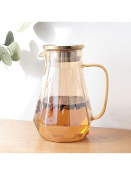 Kuber Industries - Premium 1.4 LTR Glass Jug with Lid and Handle Leakproof Pitcher for Water