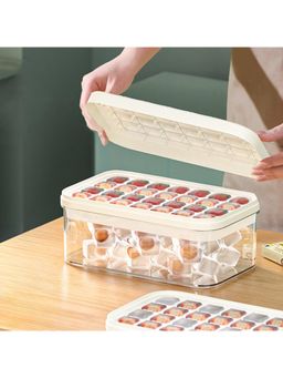 Kuber Industries - 2 Layer Ice Cube Trays with Storage Box & Ice Scoop 56 Compartments