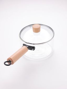 Kuber Industries - Borosilicate Glass 1.45L Saucepan with Lid & Handle