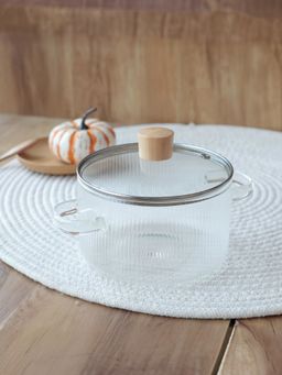 Kuber Industries - Borosilicate Glass Saucepan with Lid & Handle (1.45L)