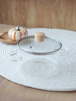 Kuber Industries - Borosilicate Glass Saucepan with Lid & Handle (1.45L)