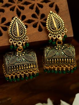 Anika's Creations - Anika's Creation Gold Plated Multicolour Doli Shape Jhumka Earring