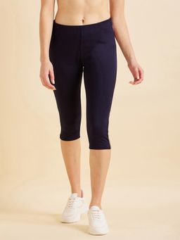 Sweet Dreams - Women Navy Blue Solid Capri Tights