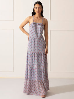 Twenty Dresses by Nykaa Fashion - Blue and Multi Color Printed Maxi Dress