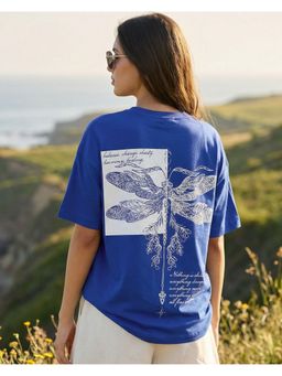 Bewakoof - Women Blue Dragon Fly Spirit Graphic Printed Oversized T-Shirt