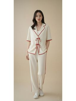AAREIN - White Cotton Colorblocked Tie-Up Co-Ord Set