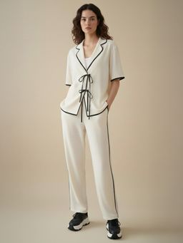 AAREIN - White Cotton Colorblocked Tie-Up Co-Ord Set