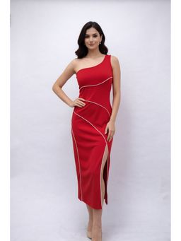 AAREIN - Red One Shoulder Sheath Dress