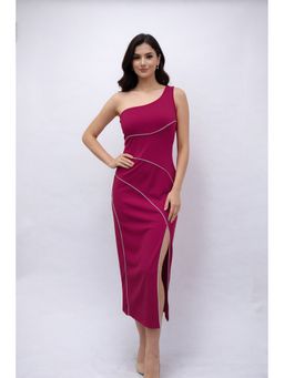 AAREIN - Magenta One Shoulder Sheath Dress