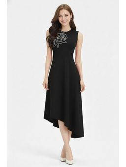 AAREIN - Black Embroidered Asymmetric Dress