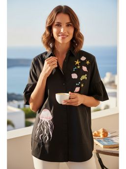 ASHTAG - Black She Sells Sea Shells Shirt Dress