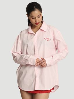Bene Kleed - Pink Women Solid Oversized Fit Casual Shirt