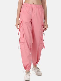 Bene Kleed - Pink Women Parachute Fit High-Rise Cargos Pant