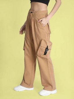 Bene Kleed - Mustard Women Classic Straight Fit High-Rise Cargos Pant