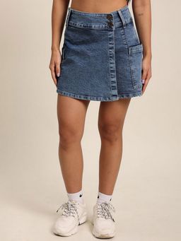 Bene Kleed - Blue Women Denim Pure Cotton Above Knee Length Skort