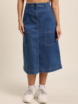 Bene Kleed - Blue Women High Rise Denim Cargo Skirt