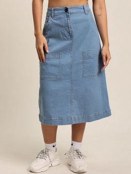 Bene Kleed - Blue Women High Rise Denim Cargo Skirt