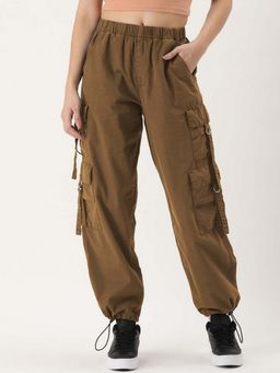 Bene Kleed - Brown Women Over Dyed Cargo Parachute Pant with Soft Hand feel