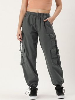 Bene Kleed - Grey Women Over Dyed Cargo Parachute Pant