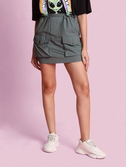 Bene Kleed - Green Women Crushed Cargo Skirt