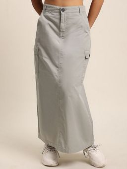 Bene Kleed - Grey Women Pure Cotton Straight Maxi Skirt