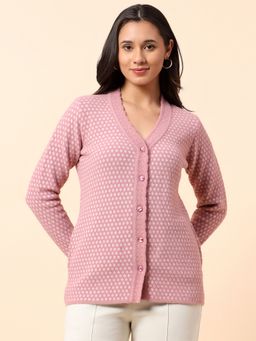 Cantabil - Pink Women Breathable and Soft with Color Fastness Regular Fit Cardigan