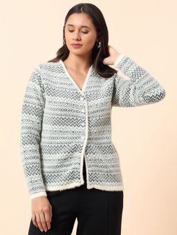 Cantabil - Off White Women Breathable and Soft with Color Fastness Regular Fit Cardigan