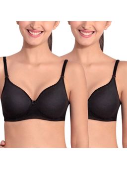 Floret - Pack of 2 Solid Non-Wired Heavily Padded Push-Up Bra - Black