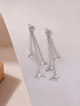 Ornate Jewels - 925 Silver American Diamond Butterfly Party Dangle Earring for Women & Girls