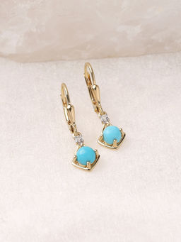 Ornate Jewels - 925 Silver 2 Micron 18K Gold Plated Round Turquoise Drop Earring for Women & Girls