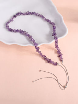 Ornate Jewels - 925 Silver Purple Amethyst Chips Beads Adjustable Bolo Necklace for Women & Girls