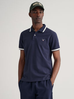 GANT - Men Blue Solid Regular Fit Polo T-Shirt