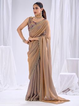 Sareemall - Women's Silk Metallic Solid Saree With Unstitched Blouse